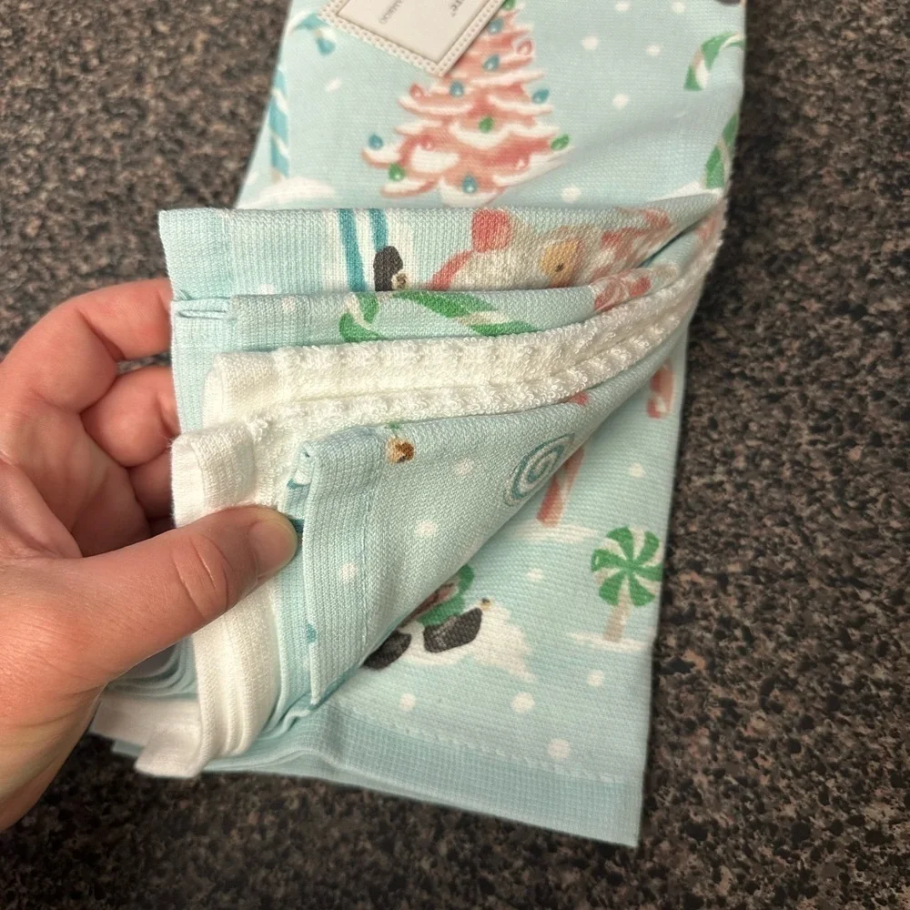 Cupcakes and Cashmere Christmas Blue Elves Kitchen Towels